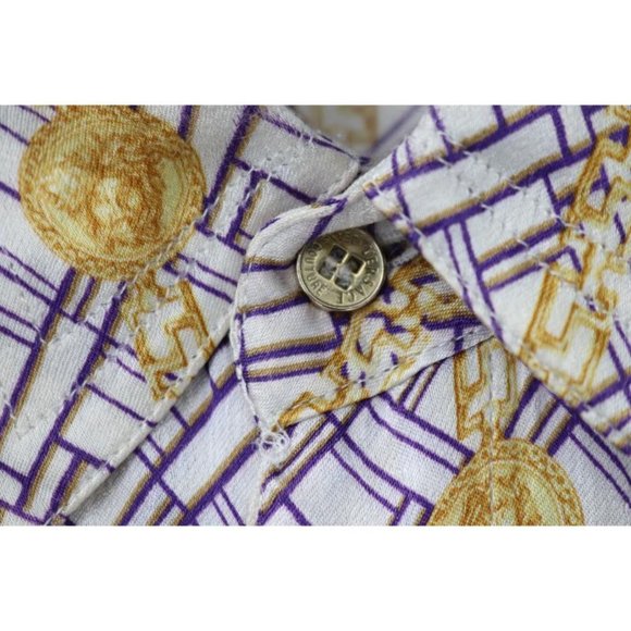 Vintage Versace Jeans Couture Shirt Mens XL Medusa Pattern Gold Chain Baroque - Picture 3 of 16